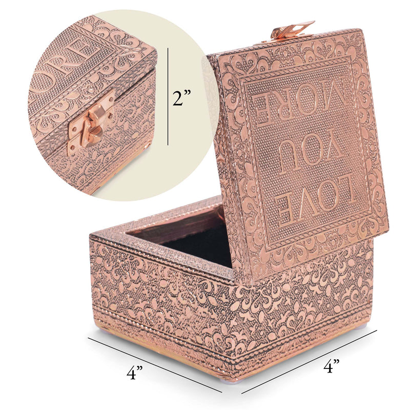 Cottage Garden Love You More Copper Color Metal Jewelry Keepsake Decorative Box