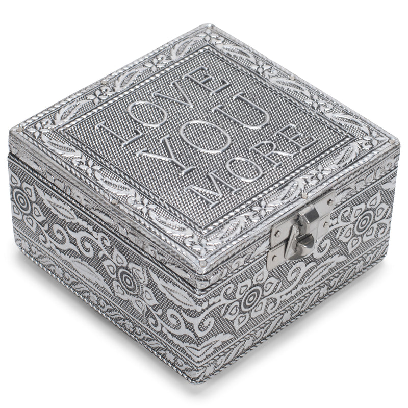 Cottage Garden Love You More Silver Color Metal Jewelry Keepsake Decorative Box